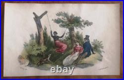 Port-folio de 16 lithos de Langlumé coloriées 1825 Album des jeunes artiste