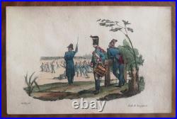 Port-folio de 16 lithos de Langlumé coloriées 1825 Album des jeunes artiste
