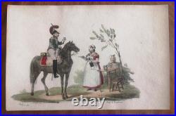 Port-folio de 16 lithos de Langlumé coloriées 1825 Album des jeunes artiste