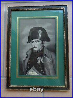 Portrait De Napoleon Bonaparte Tisse Par Neyret Avec Cadre En Bois Peint