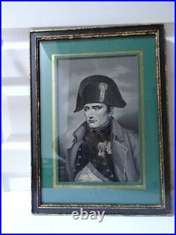Portrait De Napoleon Bonaparte Tisse Par Neyret Avec Cadre En Bois Peint