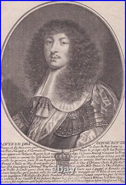 Portrait XVIIe Louis XIV Roi Soleil Louis De Bourbon Roi France Navarrre Frosne