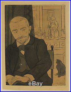 Portrait de Huysmans, eau-forte et aquatinte en couleurs, Eugène Delâtre, 1894