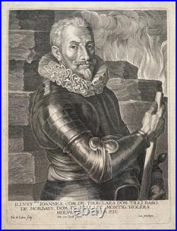 Portrait du Comte de Tilly, gravure par Pieter de Jode d'après Van Dyck