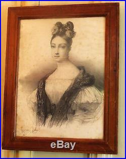 Portrait présumé de Louise d'Orléans Reine des Belges Litho de H. Grevedon 1834