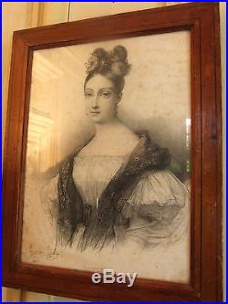 Portrait présumé de Louise d'Orléans Reine des Belges Litho de H. Grevedon 1834