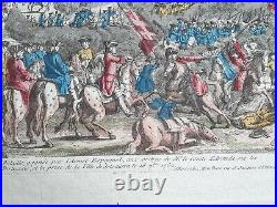 Portugal ESPAGNE Bataille Comte Aranda SALVATIERRA Gravure VUE OPTIQUE 1762