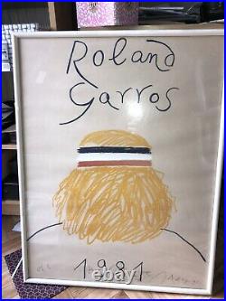 Poster Affiche Roland Garros 1981 Parfait Etat Original HORS COMMERCE Handsigned