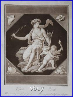 Punktierkupferstich En Sepia Après Louis-Simon Boizot (1743-1809) Erato Muse Nu Punktierkupferstich En Sepia Après Louis-Simon Boizot (1743-1809) Erato Muse Nu