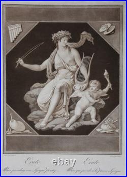 Punktierkupferstich En Sepia Après Louis-Simon Boizot (1743-1809) Erato Muse Nu