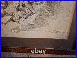 Putti, angelots, paire de gravures encadrées, gravure ancienne