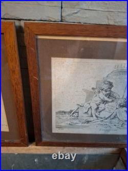 Putti, angelots, paire de gravures encadrées, gravure ancienne Putti, angelots, paire de gravures encadrées, gravure ancienne
