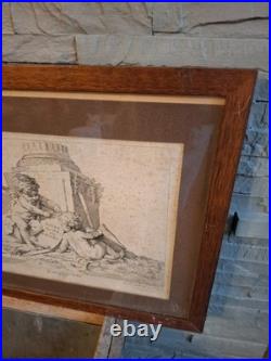 Putti, angelots, paire de gravures encadrées, gravure ancienne