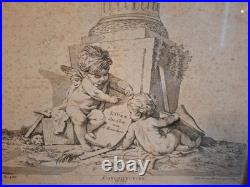 Putti, angelots, paire de gravures encadrées, gravure ancienne Putti, angelots, paire de gravures encadrées, gravure ancienne