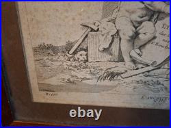 Putti, angelots, paire de gravures encadrées, gravure ancienne