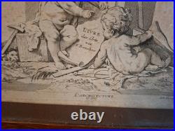 Putti, angelots, paire de gravures encadrées, gravure ancienne