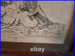 Putti, angelots, paire de gravures encadrées, gravure ancienne