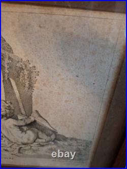 Putti, angelots, paire de gravures encadrées, gravure ancienne