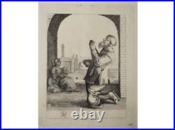 QUAST Pieter Jansz, Mendiant priant à genou. XVIIème. Gravure à l'eau-forte