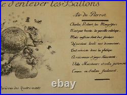RARE Gravure XVIII CARICATURE MONTGOLFIERE AEROSTAT BALLON MONTGOLFIER 1780
