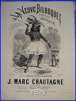 RARE Litho MAGIE PRESTIDIGITATION MAGIC VEUVE BILBOQUET PARTITION MUSIQUE 1865
