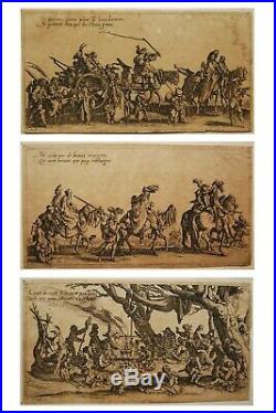 RARE série 3 gravures Jacques CALLOT les BOHEMIENS XVIIe vergé filigrané