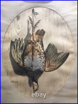 Rare 3 lithographies A. PINGOT 19e sarcelle & caille perdrix rouge lièvre