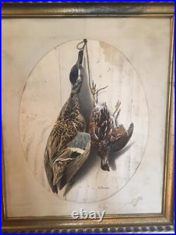 Rare 3 lithographies A. PINGOT 19e sarcelle & caille perdrix rouge lièvre