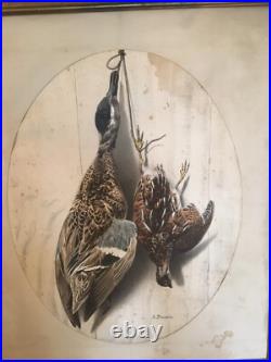 Rare 3 lithographies A. PINGOT 19e sarcelle & caille perdrix rouge lièvre