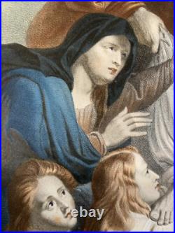 Rare Belle Gravure Lithographie Rubens descente de croix Jesus Christ vierge art