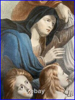 Rare Belle Gravure Lithographie Rubens descente de croix Jesus Christ vierge art