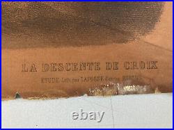 Rare Belle Gravure Lithographie Rubens descente de croix Jesus Christ vierge art