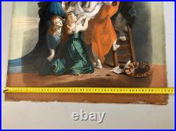 Rare Belle Gravure Lithographie Rubens descente de croix Jesus Christ vierge art