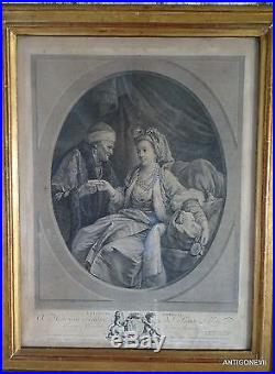 Rare Grav. XVIII 1768 La Lettre Envoyee De N. De Launay A M. Radix De Ste Foy