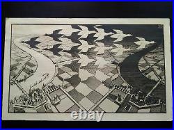 Rare M. C. Escher Jour et nuit lithographie années 1950-1960 Ed. Hautecoeur Paris