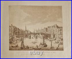 Rare Vues D'Amsterdam 13 Gravures Aquatintes Sépia D'Evert Maaskamp Début 1800