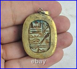 Rare ancienne amulette pendentif scarabée pharaonique ancien égyptologie av