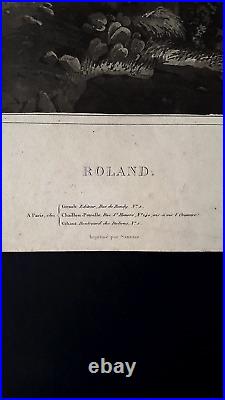 Rare grande gravure Mort de Roland à Roncevaux Achille Etna Michalon estampe