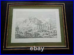 Rare gravure Théodore Aligny eau-forte Corinthe encadrée signée et datée 1846