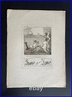 Rare gravure XVIIIème Tommaso Piroli curiosa mythologie Ariane & Thésée estampe