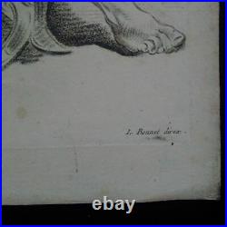 Rare gravure XVIIIème bel état F. Boucher et L. Bonnet signée nu académie homme