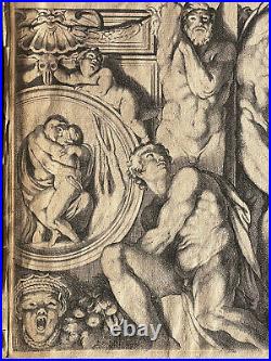 Rare gravure XVIIème Atlantes mythologie Annibal Carrache Caracci & Cesius