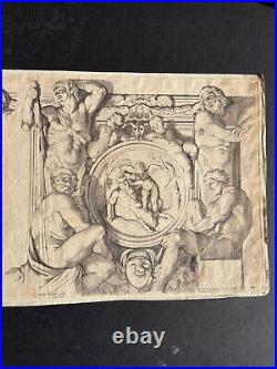 Rare gravure XVIIème Atlantes mythologie Annibal Carrache Caracci & Cesius