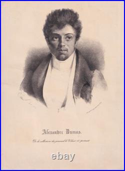 Rare lithographie du jeune Alexandre Dumas par Charles Jean-Baptiste Lelievre