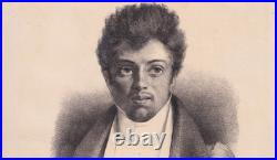 Rare lithographie du jeune Alexandre Dumas par Charles Jean-Baptiste Lelievre