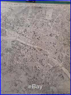 Rare plan ancien géométrique Paris 1815 Charles PICQUET entoilé France 19 siècle