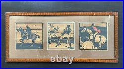 Rare triptyque gravure boxe NICHOLSON William 1898 Sports chasse Fox hunt boxing