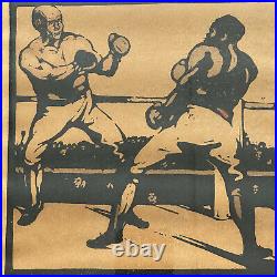 Rare triptyque gravure boxe NICHOLSON William 1898 Sports chasse Fox hunt boxing