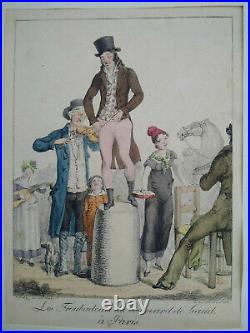 Rarissime 1811 gravure musiciens Les Troubadours du boulevard de Gand, à Paris