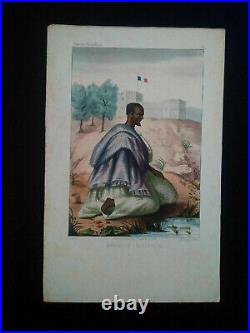 Rarissime Esquises Sénégalaises gravure couleur originale Marabout 1853 Boilat